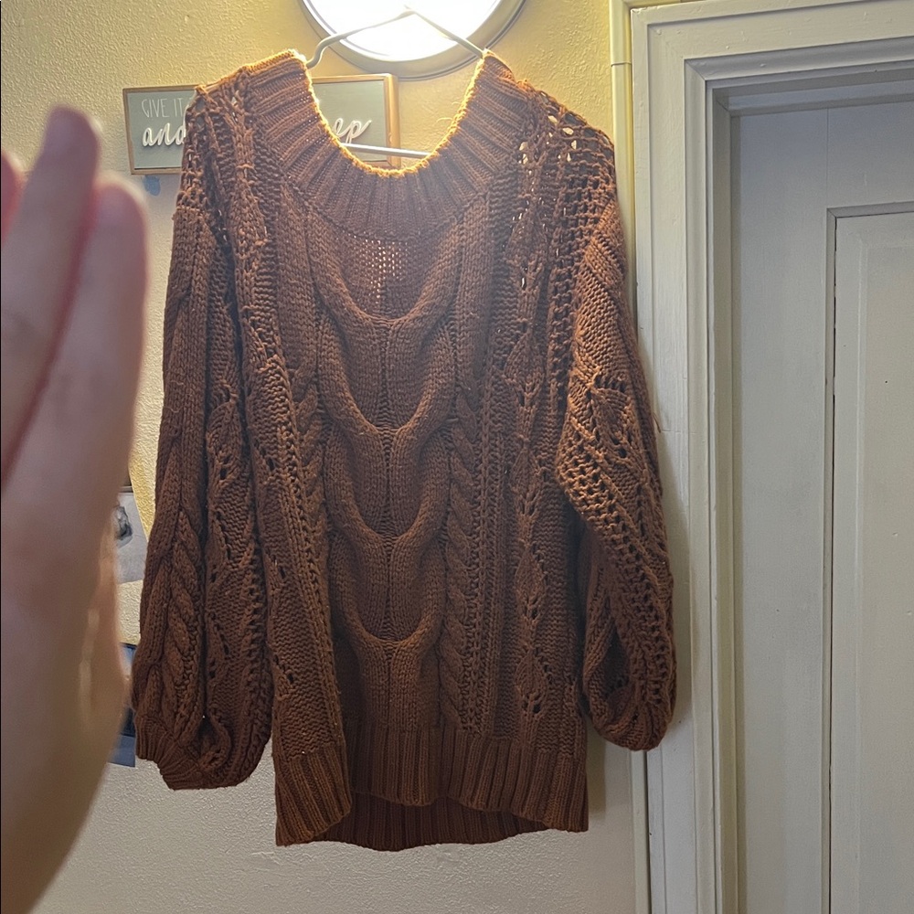 Rue21 Cable Knit Sweater in Rich Brown